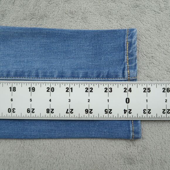 Seven7 Jeans Women's 6 Blue Mid-Rise Straight Crop Denim 24.5" Inseam Distressed - Picture 3 of 16